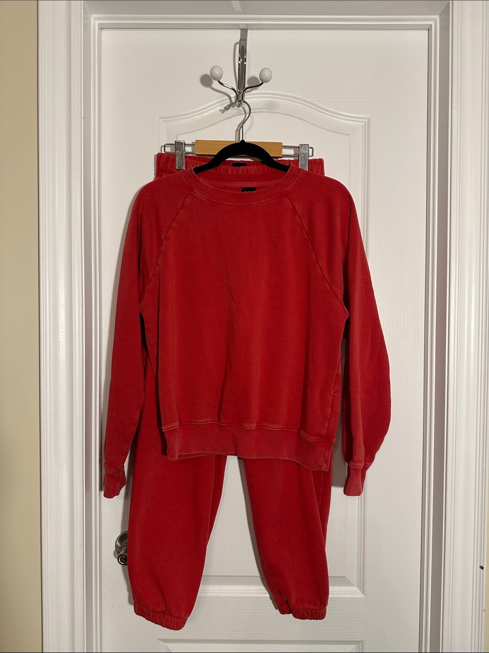 GAP Red Crewneck Sweatshirt and Jogger Pajama Set